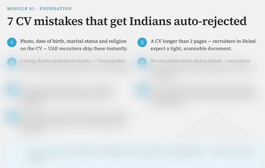 Sample page: CV mistakes that get Indians auto-rejected