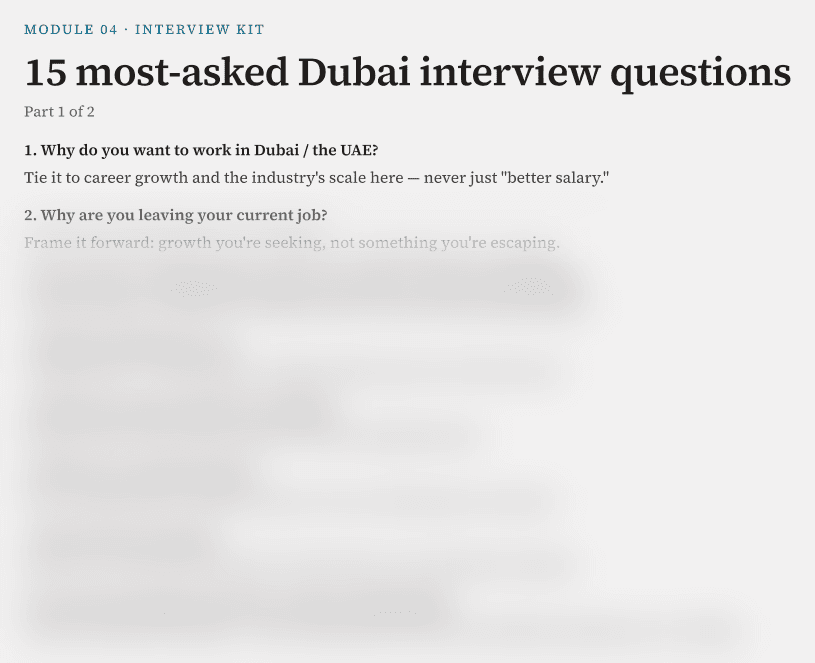 Sample page: interview questions