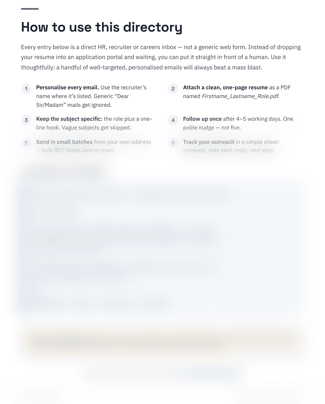Sample page: how to use the directory