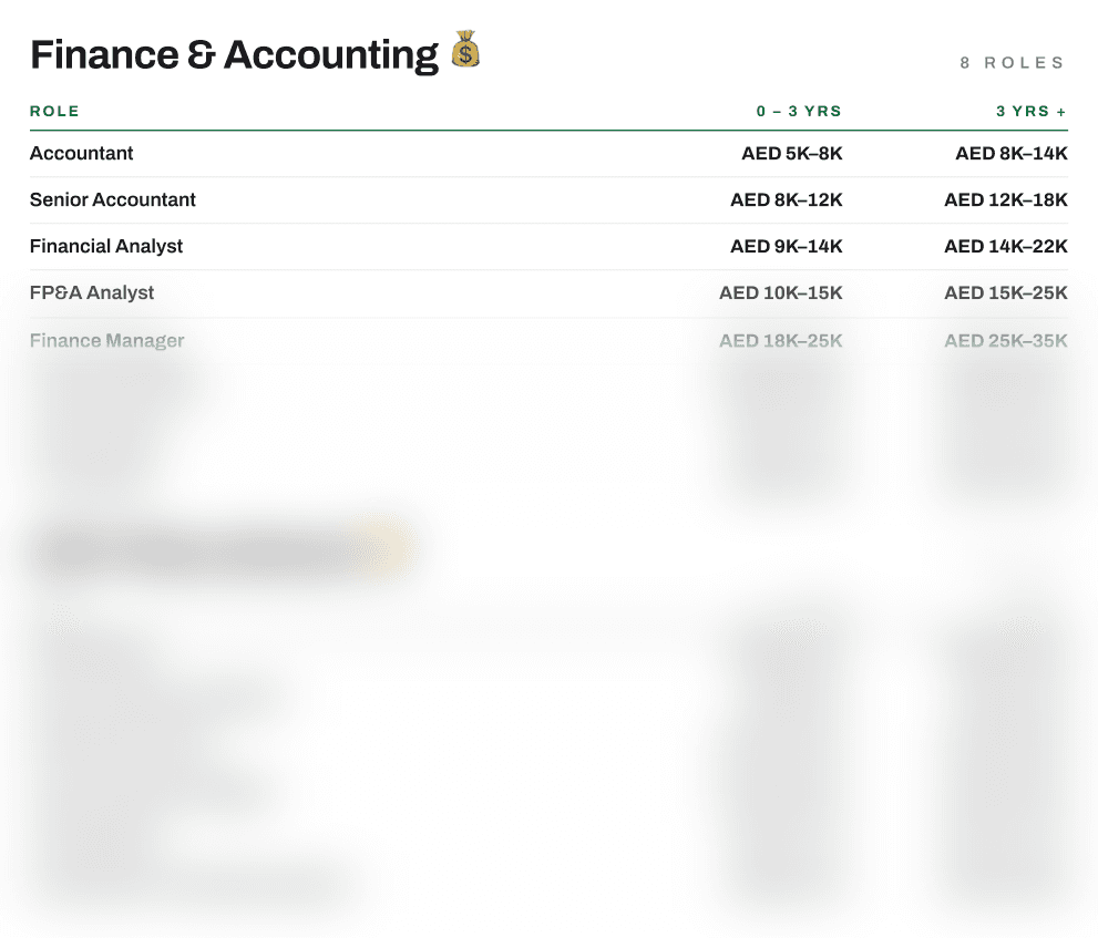 Sample page: finance, accounting and HR salaries